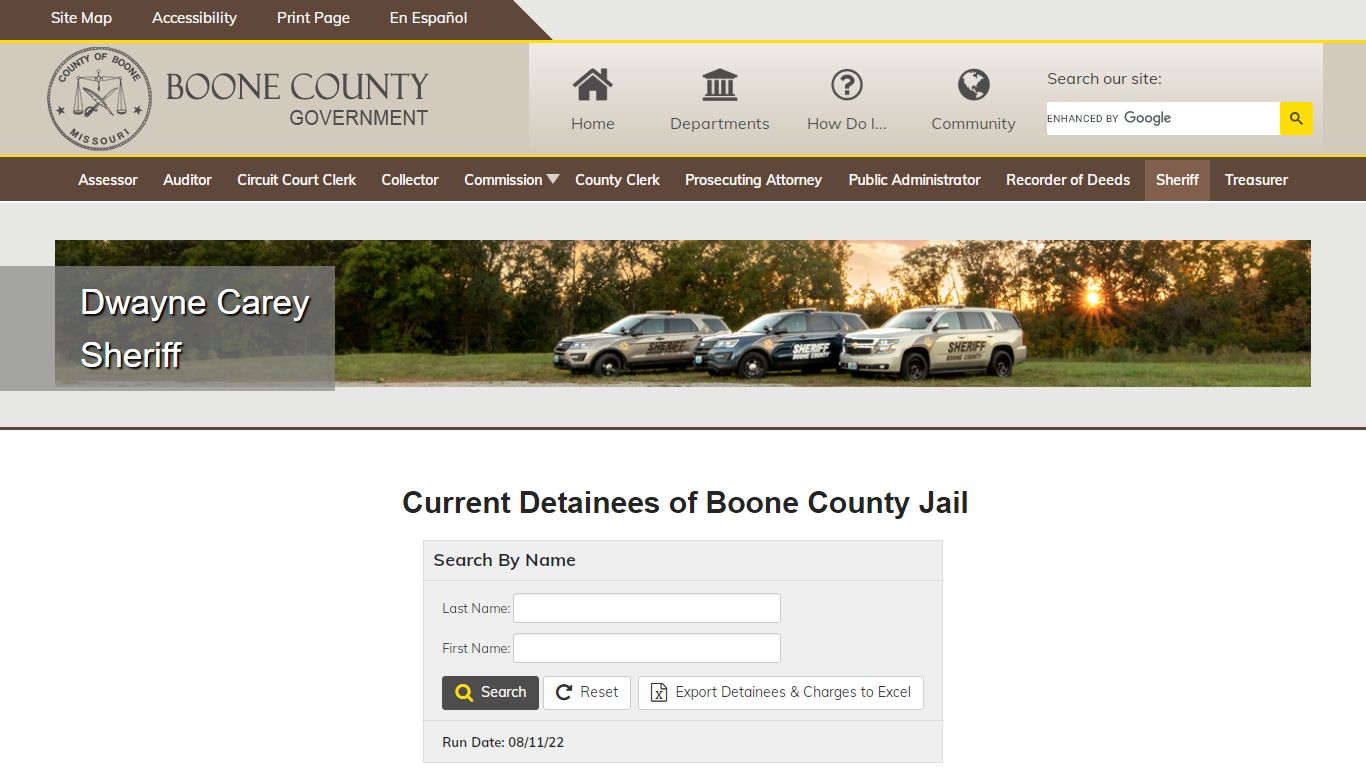 Current Detainees of Boone County Jail